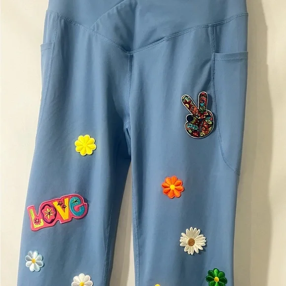 Baleaf Blue Floral Embellished Track Pants - Picture 2 of 5